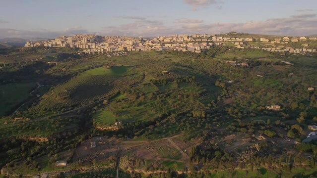 View of Agrigento at Sunset, Sicily, Italy, Europe