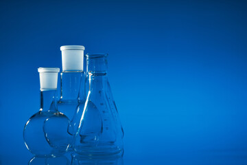 Chemical vessels. Glass flasks. Laboratory utensil.