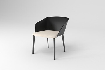 Perspective view, Modern Chair, minimal concept, Studio shot of stylish chair isolated on white background 3d rendering