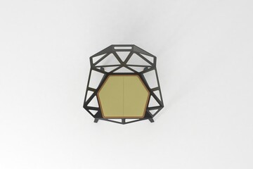 Top view, Modern Chair, minimal concept, Studio shot of stylish chair isolated on white background 3d rendering