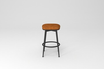 Front view, Modern Chair, minimal concept, Studio shot of stylish chair isolated on white background 3d rendering