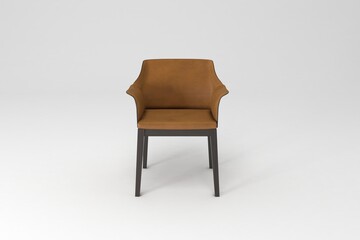 Front view, Modern Chair, minimal concept, Studio shot of stylish chair isolated on white background 3d rendering