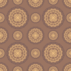 Seamless pattern vector with ethnic oriental circle ornament.