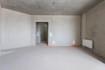 interior of the apartment without decoration in gray colors