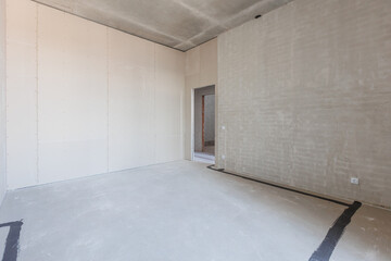 interior of the apartment without decoration in gray colors