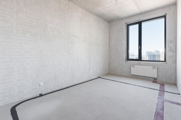 interior of the apartment without decoration in gray colors