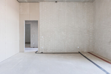interior of the apartment without decoration in gray colors