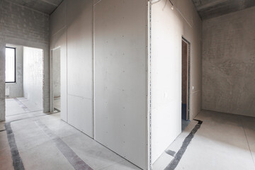 interior of the apartment without decoration in gray colors