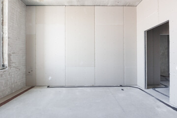 interior of the apartment without decoration in gray colors