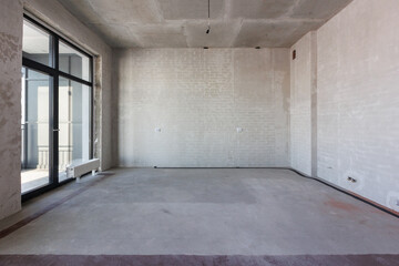 Fototapeta premium interior of the apartment without decoration in gray colors