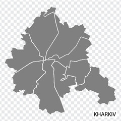 High Quality map of  Kharkiv is a capital  of  Ukraine, with borders of the regions. Map of  Kharkiv for your web site design, app, UI. EPS10.