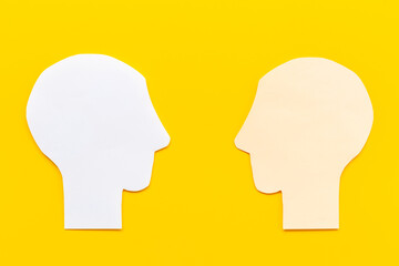 Two shape of men head - connection and communication concept