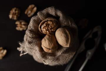 whole walnut in a poach top view