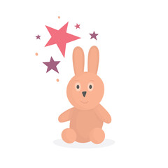 Rabbit. Cute sitting toy rabbits drawing illustration in cartoon style. Part of set.