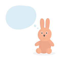 Thinking rabbit. Cute rabbit with speech bubble. Drawing illustration in cartoon style. Part of set.