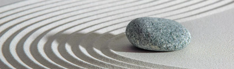 Foto op Plexiglas Japanese ZEN garden with yin yang stone in textured sand © Wolfilser