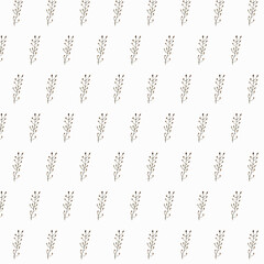 Watercolor seamless pattern with herbs leaves isolated on white background