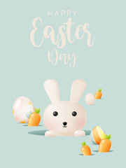 Happy easter day with cute rabbit
