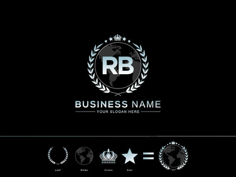 Initial RB Logo, Monogram rb Letter Icon with Colorful circle Leaf Globe Royal Crown and Star Logo Image Vector