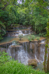 Fototapeta na wymiar Huay Mae Khamin Waterfall in Kanchanaburi.amazing Thailand.