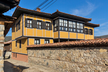 Street and old houses in historical town of Koprivshtitsa,, Bulgaria