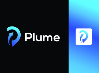 P letter logo arrow icon logo