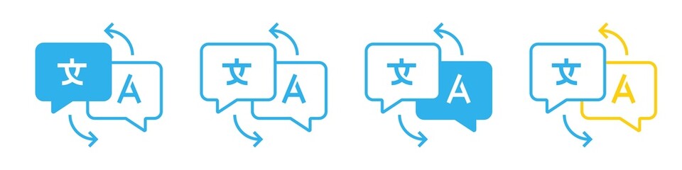 Fototapeta premium Translate icons set. Language line translation signs for apps and websites. Vector illustration. 