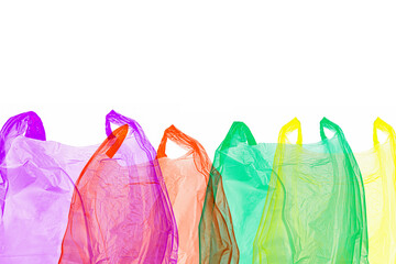 purple, green, red and yellow plastic bags background