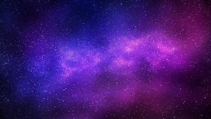 Night starry sky and bright purple blue galaxy, horizontal background - Powered by Adobe