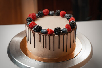 Cake with berries without lactose and sugar.
