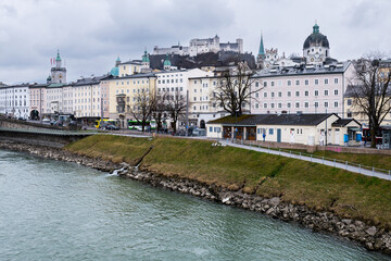 View to city Salzburg and castle