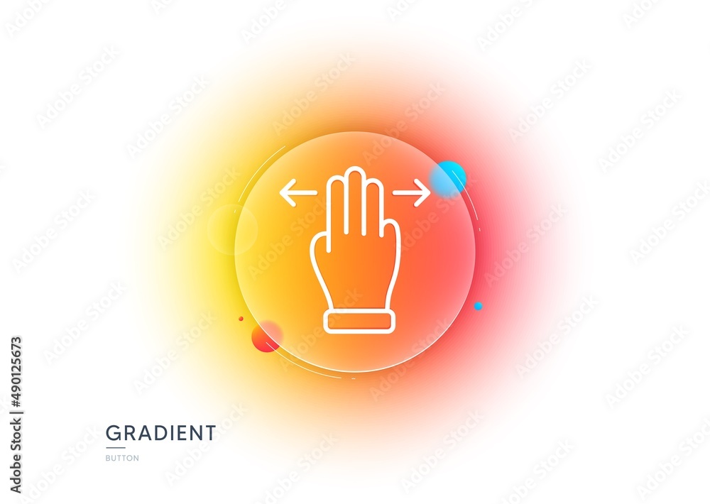 Poster multitasking gesture line icon. gradient blur button with glassmorphism. slide arrow sign. swipe act