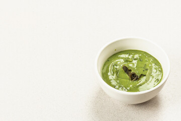 Kelp puree isolated on white background. Healthy superfood from oceanic seaweed
