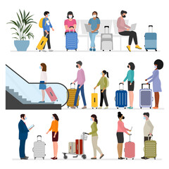 Obraz premium Travel Airport People Tourist Escalator Covid-19