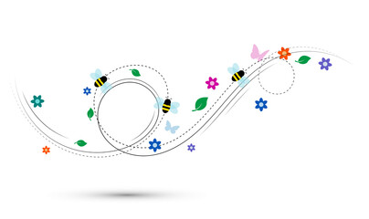 sfondo, folata di vento, fiori, piante, primavera