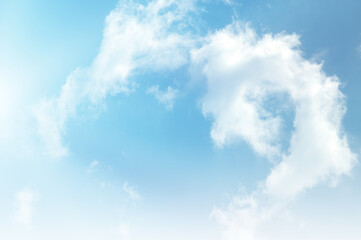 Blue sky with white cloud. The summer heaven is colorful clearing day Good weather and beautiful nature in the morning.