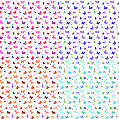 Set 4 Butterflies pattern various colors vector illustration