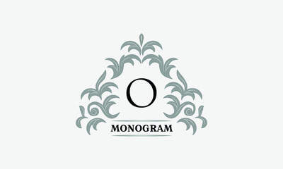 Monogram O. Luxurious floral logo with calligraphic elegant ornament lines. Business sign, identity for restaurant, boutique, cafe, hotel, heraldic, fashion and other vector illustrations