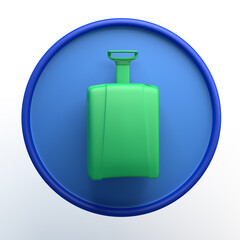 Travel icon with suitcase on isolated white background. 3D illustration. App.