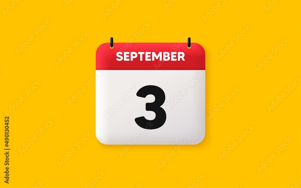 Poster calendar date 3d icon. 3rd day of the month icon. event schedule date. meeting appointment time. age