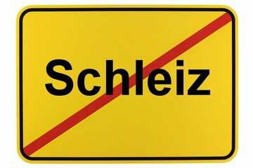 Illustration eines Ortsschildes der Stadt Schleiz