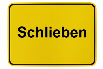 Illustration eines Ortsschildes der Stadt Schlieben, 