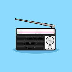 Retro vintage old radio speaker drawing icon vector memoriable