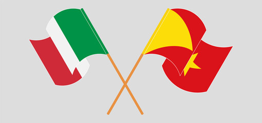 Crossed and waving flags of Italy and Tigray - obrazy, fototapety, plakaty