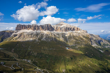 Sella Group mountain range in the Dolomites. Italy.