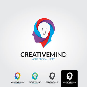 Minimal creative mind logo template - vector