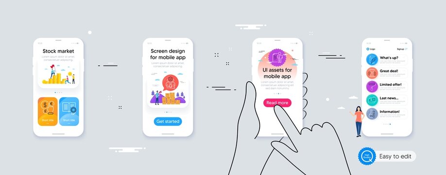 Hourglass, Feather signature and Family insurance minimal line icons. Phone ui interface. Card, Chemistry lab, Paint roller icons. Job interview, Diploma, Money currency web elements. Vector