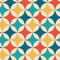 Colourful retro halftone shapes seamless pattern background