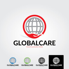 Obraz premium Minimal global care logo template - vector