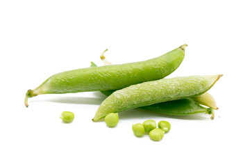 green peas vegetable bean isolated on white background.